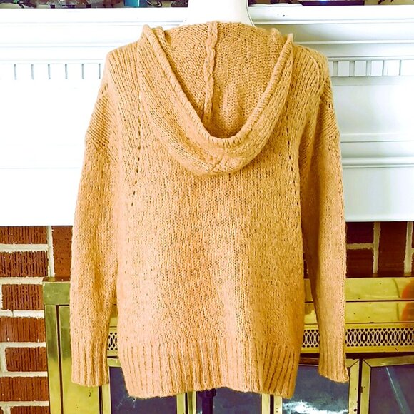 American Eagle Women's Hooded Sweater XS Tan Oversized V-Neck Jegging Fit - Picture 4 of 7